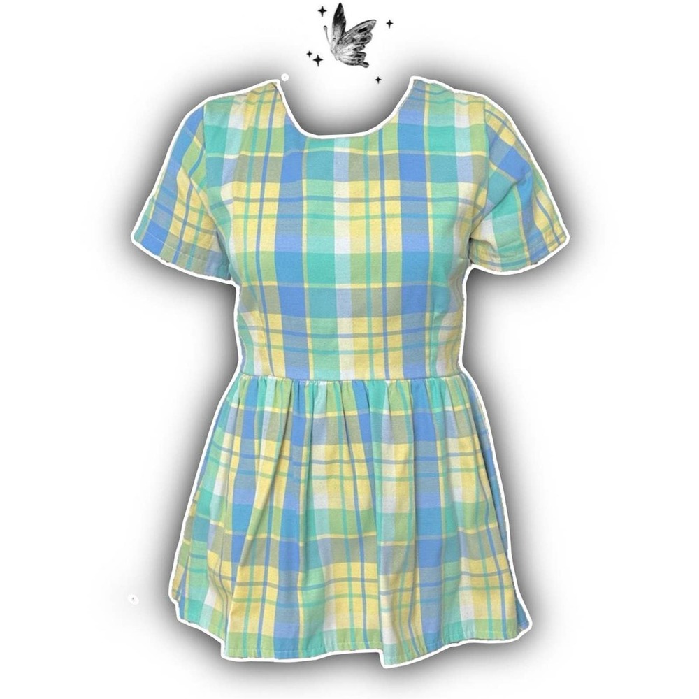Green pleaded plaid dress no